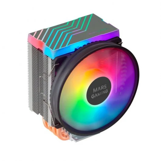 Mars Gaming MCPU44 Double ventilateur CPU 110 mm avec dissipateur thermique 4 caloducs - Éclairage ARGB - Vitesse maximale. 1600rpm - Couleur Noir