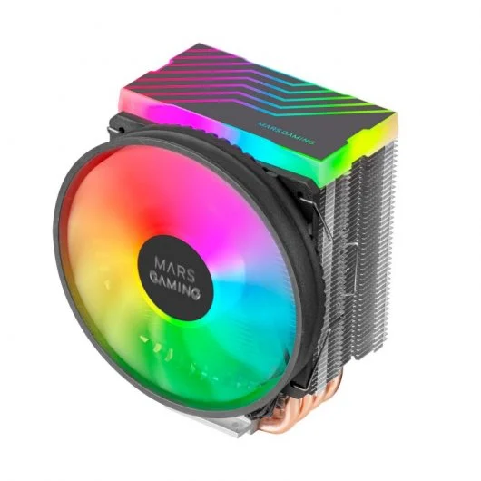 Mars Gaming MCPU44 Double ventilateur CPU 110 mm avec dissipateur thermique 4 caloducs - Éclairage ARGB - Vitesse maximale. 1600rpm - Couleur Noir