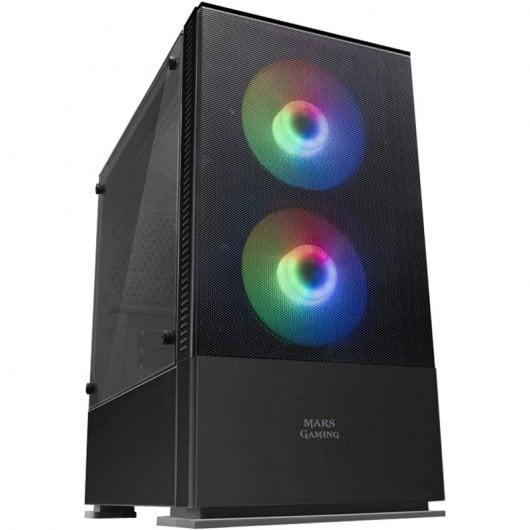 Mars Gaming MCZ Micro ATX, Mini-ITX Mini-Tower Case - Panneau Latéral Acrylique - Éclairage RVB - Taille HDD 2.5", 3.5" - USB-A 3.0, USB-A 2.0 et Audio - 2 Ventilateurs 120mm Inclus