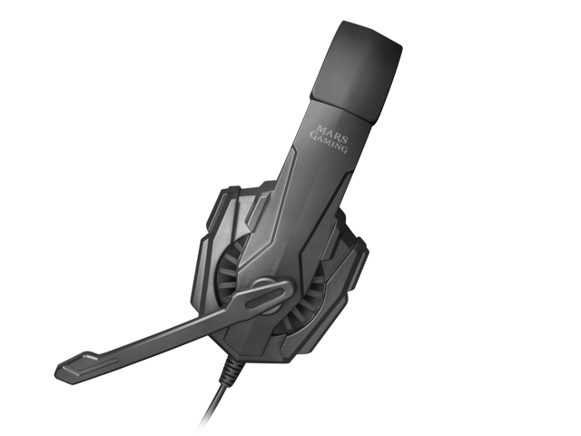 Mars Gaming MH020 Casque de jeu avec microphone pliable - Bandeau réglable - Coussinets rembourrés - Commande filaire - Câble de 2 m
