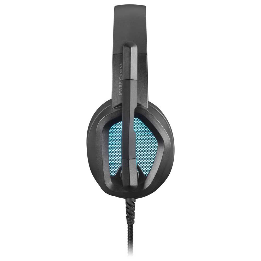 Mars Gaming MH320 Casque de jeu avec microphone pliable - Éclairage RVB - Bandeau réglable - Coussinets d'oreille rembourrés - Contrôle filaire - Câble tressé de 2 m