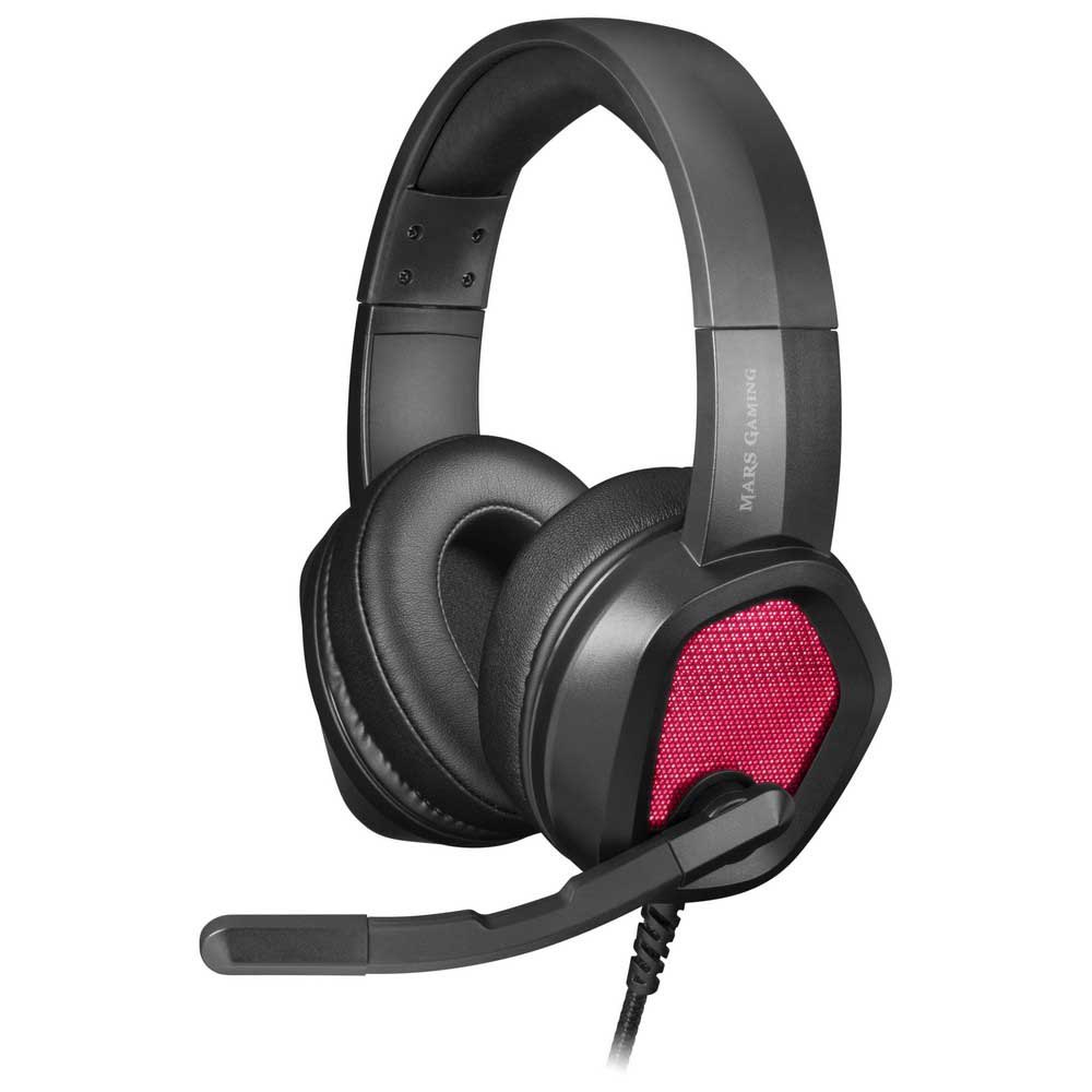 Mars Gaming MH320 Casque de jeu avec microphone pliable - Éclairage RVB - Bandeau réglable - Coussinets d'oreille rembourrés - Contrôle filaire - Câble tressé de 2 m