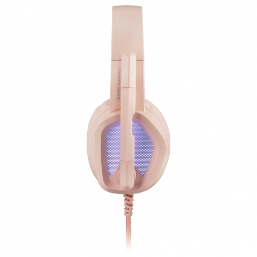 Mars Gaming MH320 Casque de jeu avec microphone pliable - Éclairage RVB - Bandeau réglable - Coussinets d'oreille rembourrés - Contrôle filaire - Câble tressé de 2 m