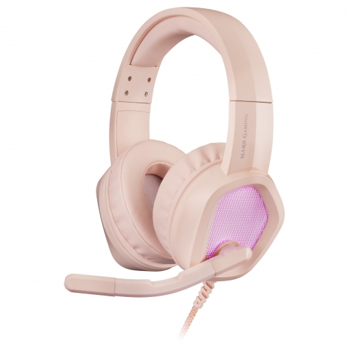 Mars Gaming MH320 Casque de jeu avec microphone pliable - Éclairage RVB - Bandeau réglable - Coussinets d'oreille rembourrés - Contrôle filaire - Câble tressé de 2 m