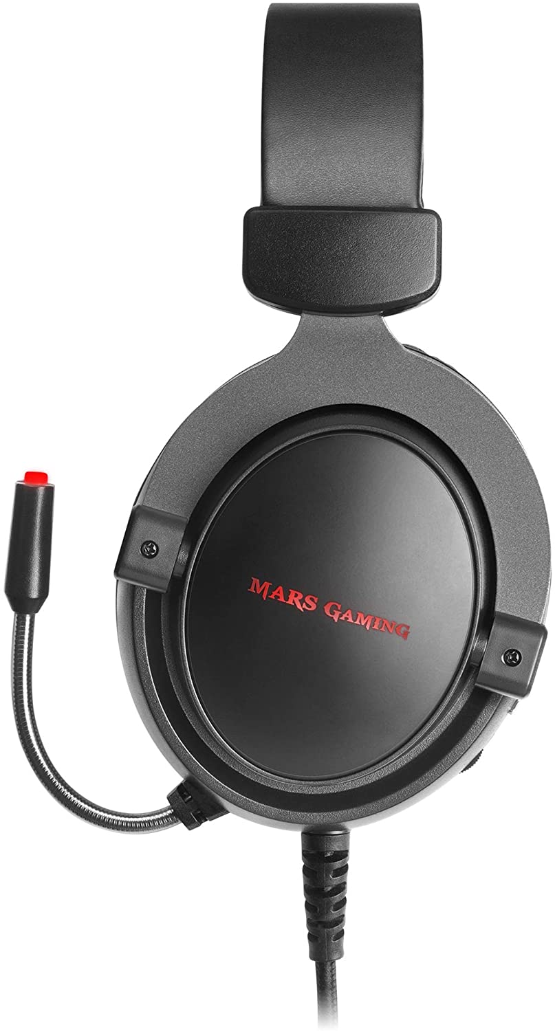 Mars Gaming MH4X Casque de jeu avec microphone flexible USB - Son 7.1 - Éclairage RVB - Bandeau réglable - Coussinets d'oreille rembourrés - Contrôle du casque - Câble tressé de 2 m