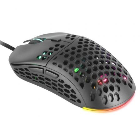 Mars Gaming MM55 Souris Gaming USB 12800dpi - Boîtier Panneau Perforé - 5 Boutons - Eclairage Chroma RGB - Droitier - Câble 1.70m