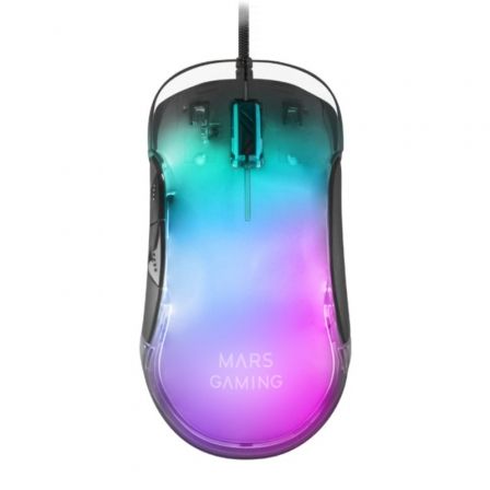 Mars Gaming MMGLOW Souris Gaming USB 12800dpi - Corps Finition Miroir - 6 Boutons - Eclairage Chroma RGB - Droitier - Câble 1.70m