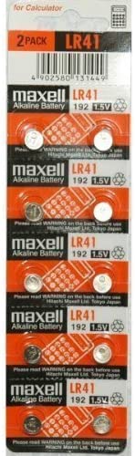 Maxell Lot de 10 piles bouton alcalines LR41 1,5 V