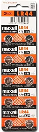 Maxell Lot de 10 piles bouton alcalines LR44 1,5 V