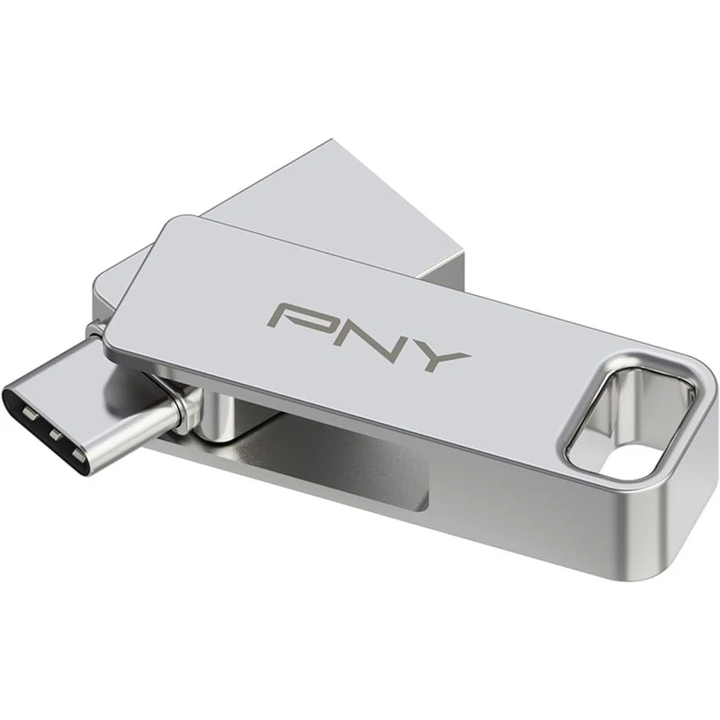 Mémoire PNY Duo Link USB-A/USB-C 64 Go - Clip porte-clés - Couleur argent (Pendrive)