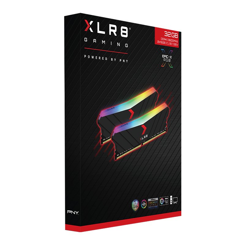 Mémoire RAM de jeu PNY XLR8 RGB DDR4 3600 MHz PC4-28800 32 Go (2 x 16 Go) CL18