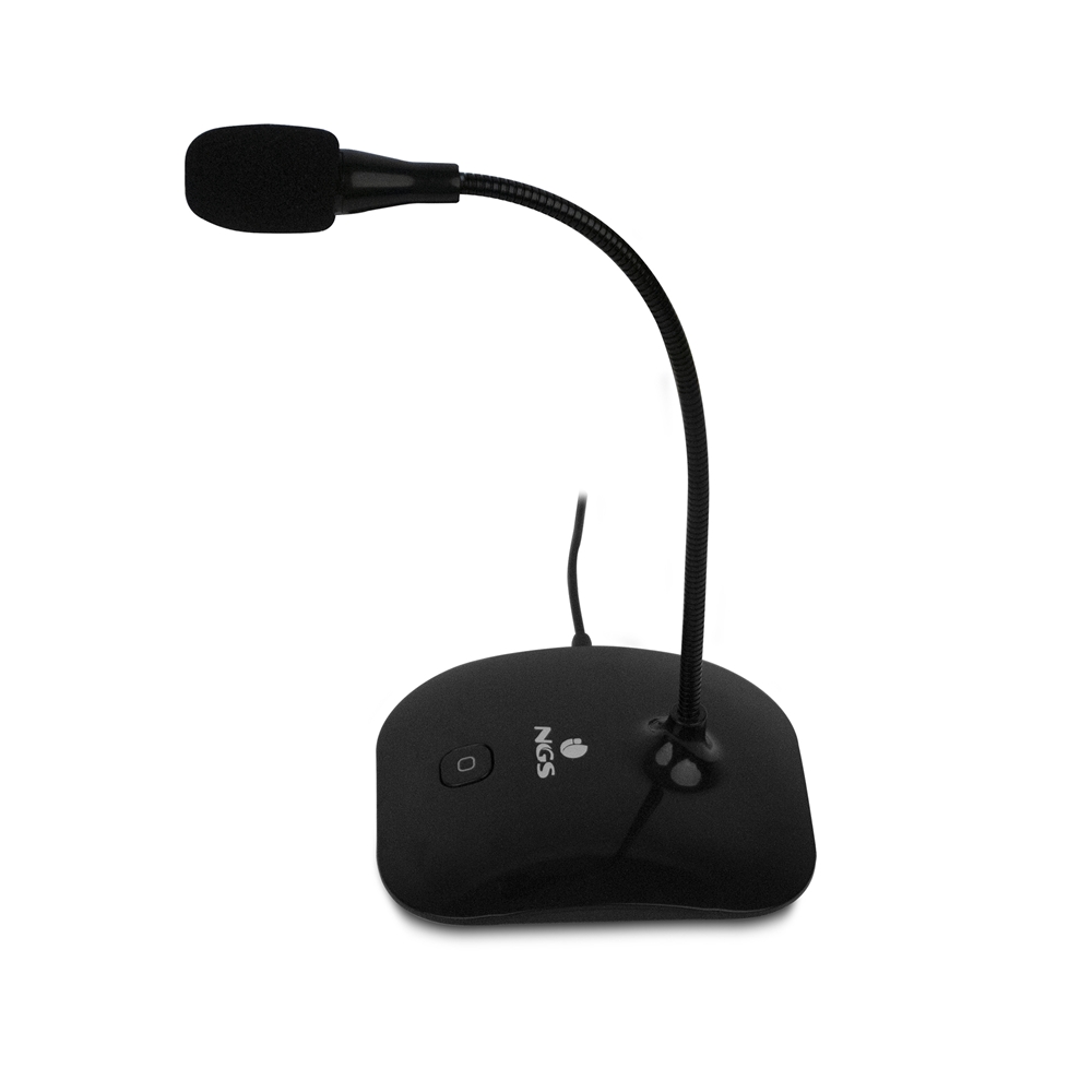 Microphone de bureau omnidirectionnel NGS MS115 - Ajustable - Bouton de sourdine - Câble de 1,50 m - Jack 3,5 mm - Couleur noire