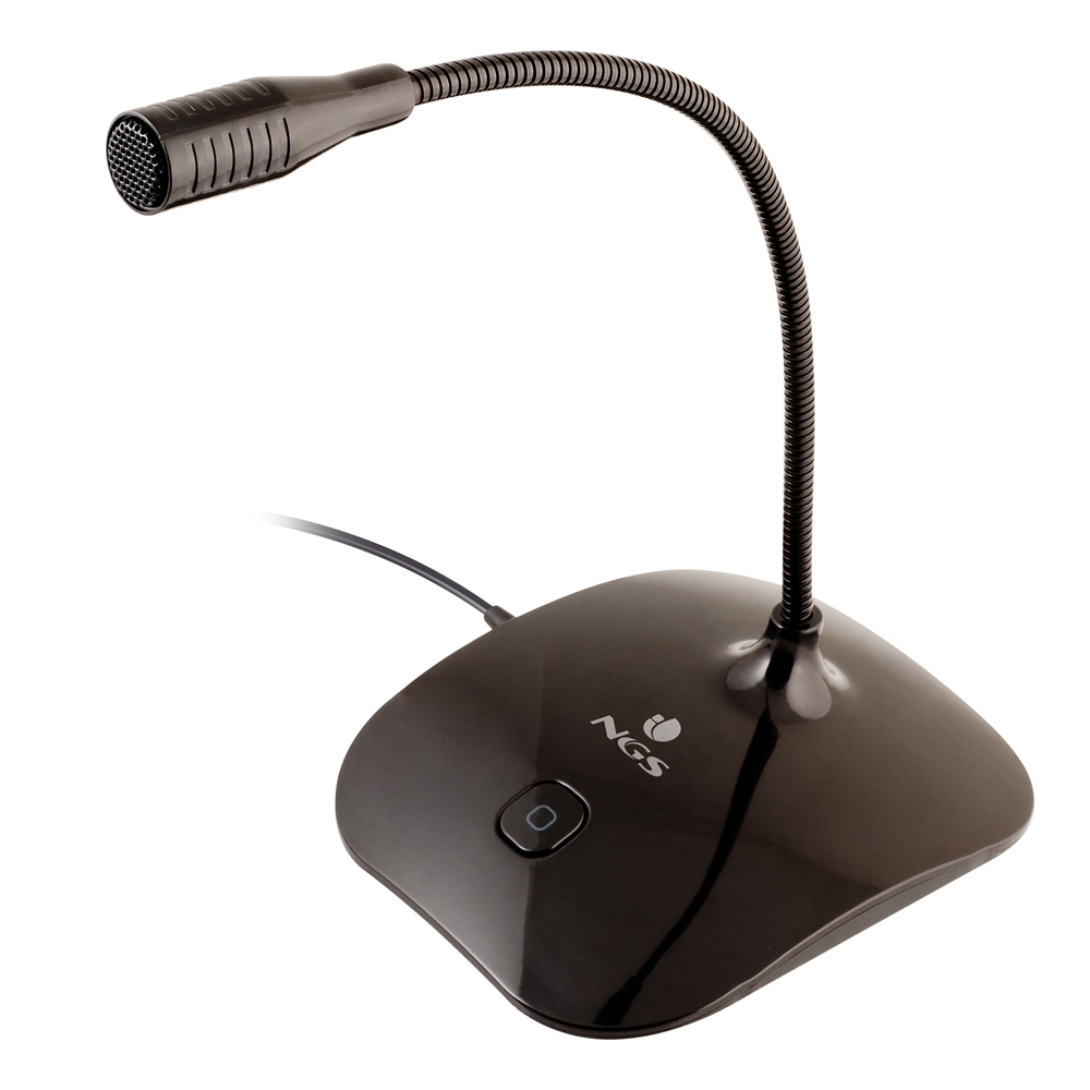 Microphone de bureau omnidirectionnel NGS MS115 - Ajustable - Bouton de sourdine - Câble de 1,50 m - Jack 3,5 mm - Couleur noire