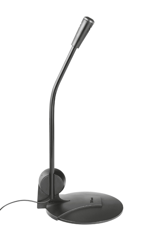 Microphone de bureau Trust Primo - Haute sensibilité - Jack 3,5 mm - Câble de 1,80 m - Couleur noire