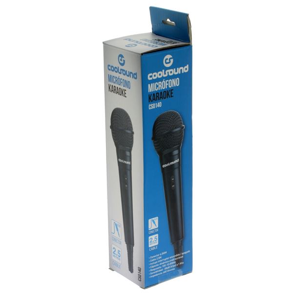 Microphone de karaoké Coolsound - Connecteur 6,5 mm - Interrupteur marche/arrêt - Câble de 2,50 m