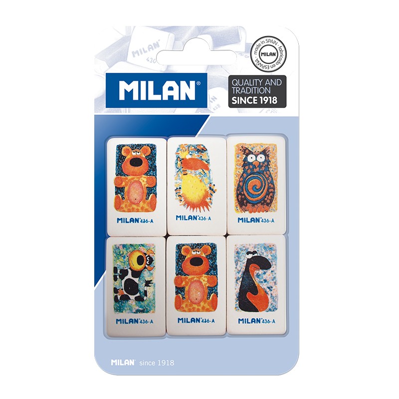 Pack 6 Gommes Milan 436A - Souple