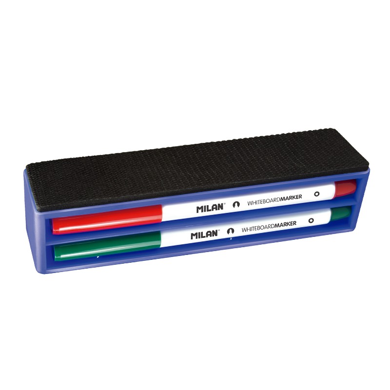 Milan Lot de gomme magnétique + 4 marqueurs pour tableau blanc - pointe ronde 3,7 mm - effaçable à sec - encre à base d'alcool