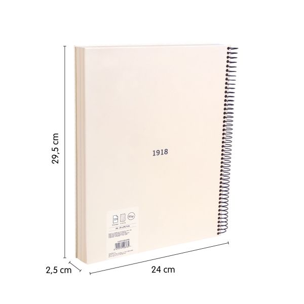 Milan Serie 1918 Pack de 4 Cahiers à Spirale Format A4 Grille 5x5mm - 120 Feuilles de 95 gr/m2 - Micro-perforées, 4 Trous - Couleurs Assorties
