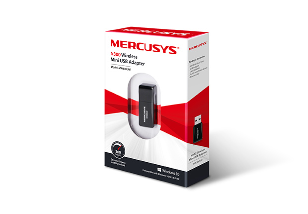Mini adaptateur USB 2.0 sans fil Mercusys N300 - Jusqu'à 300 Mbps - Couleur noire
