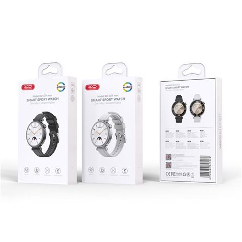 Mini montre connectée XO GT4, écran rond AMOLED 1,32", multisports, suivi du sommeil, appels Bluetooth, IP68, noire