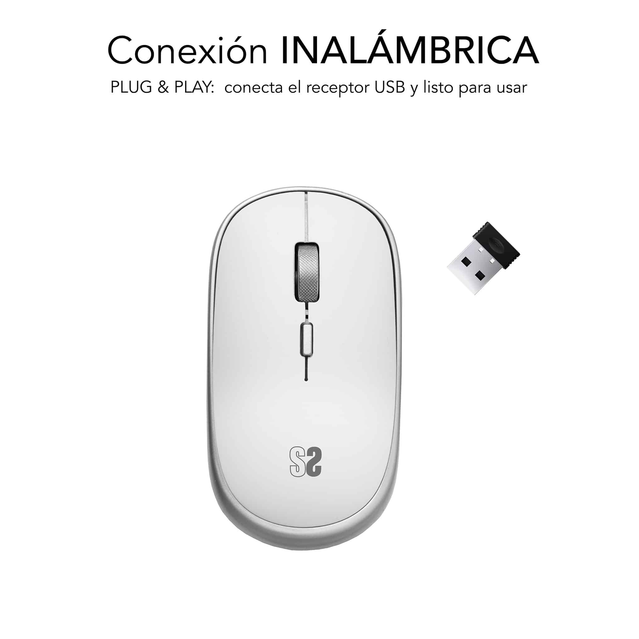 Mini Souris Sans Fil Subblim - Design Ergonomique et Élégant - Connexion USB Plug & Play - Technologie Silent Click - Ambidextre - Résolution Ajustable - Durable et Portable - Couleur Blanc ou Noir