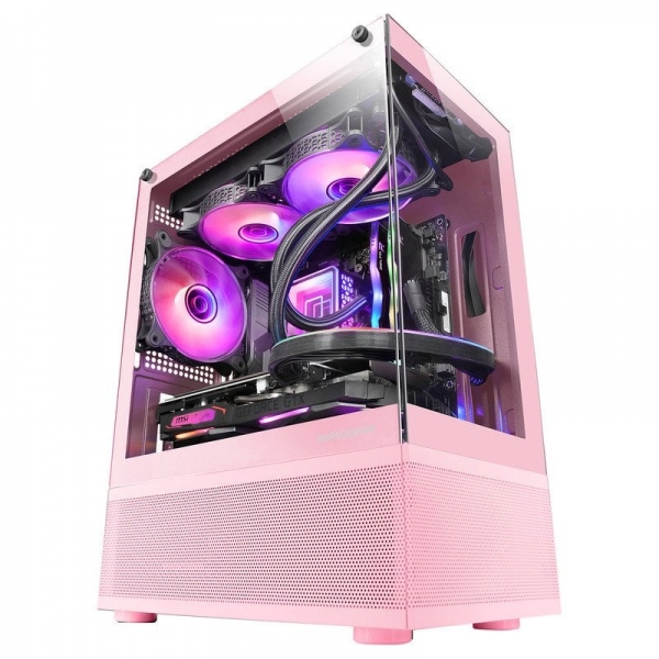 Mini tour de jeu Mars Gaming MC-SE - Double verre continu - AirTech Mesh - Double caméra - Filtre magnétique - Connectivité avancée - Gestion des câbles - Couleur rose