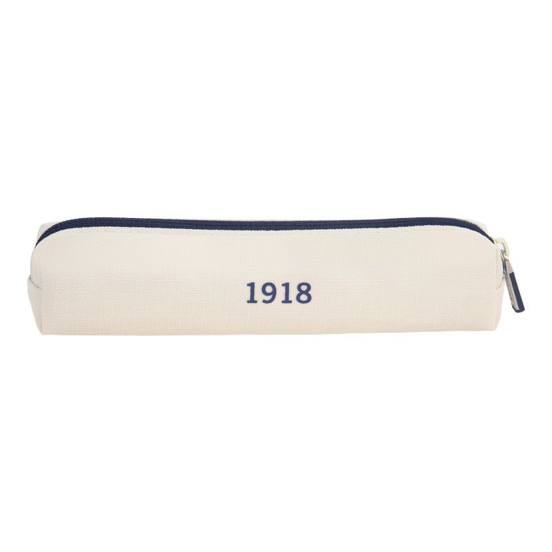 Mini trousse ronde Milan Serie 1918 - Dimensions 20,5x4,5x5 cm - Tissu extérieur 'ripstop' résistant à la casse et à la déchirure - Couleur Beige