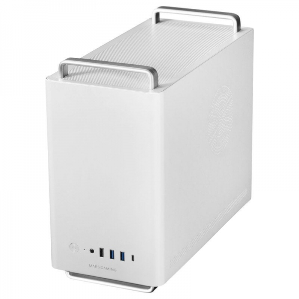 Minitour Mars Gaming MC-ELITE Premium - Portabilité "Aluminum Grip & Stand" - Flux d'air maillé - 3 ventilateurs FDB silencieux - Connectivité USB-C/3.0/2.0 avancée - Couleur blanche