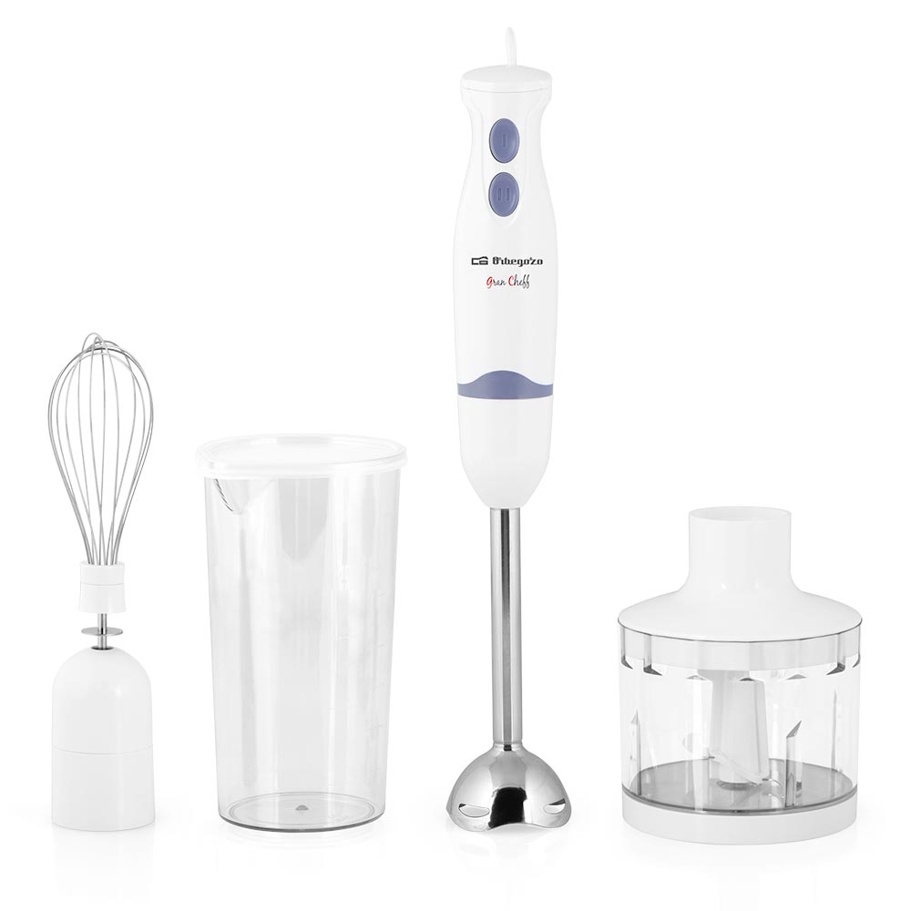 Mixeur-Hachoir Polyvalent Orbegozo BT 1320 - Moteur Puissant 400 W - Lame Inox - Poignée Ergonomique - Gobelet Mixeur 600 ml - Hachoir Universel 500 ml - Anneau de Suspension