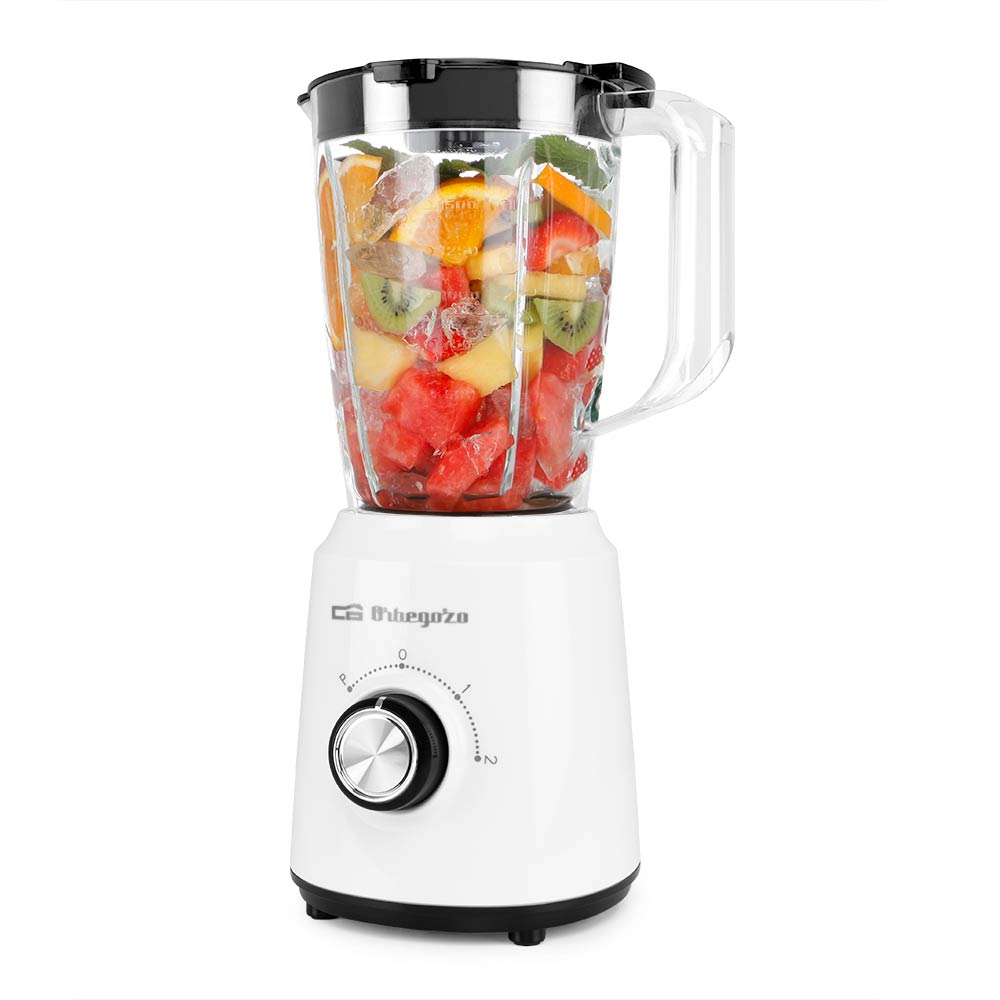 Mixeur Multifonction Orbegozo BV 5035 - Puissant 500W - Verre 1,5L - Lame Inox - 2 Vitesses + Pulse - Sécurité dans le bocal