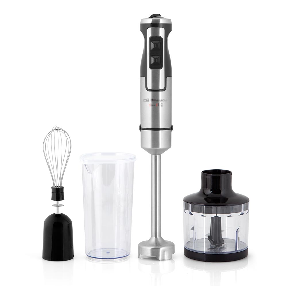Mixeur plongeant multifonction Orbegozo BT 2760 - Puissant moteur DC 1000W - Sélecteur de vitesse avec fonction Turbo - Accessoires inclus - Pratique et silencieux