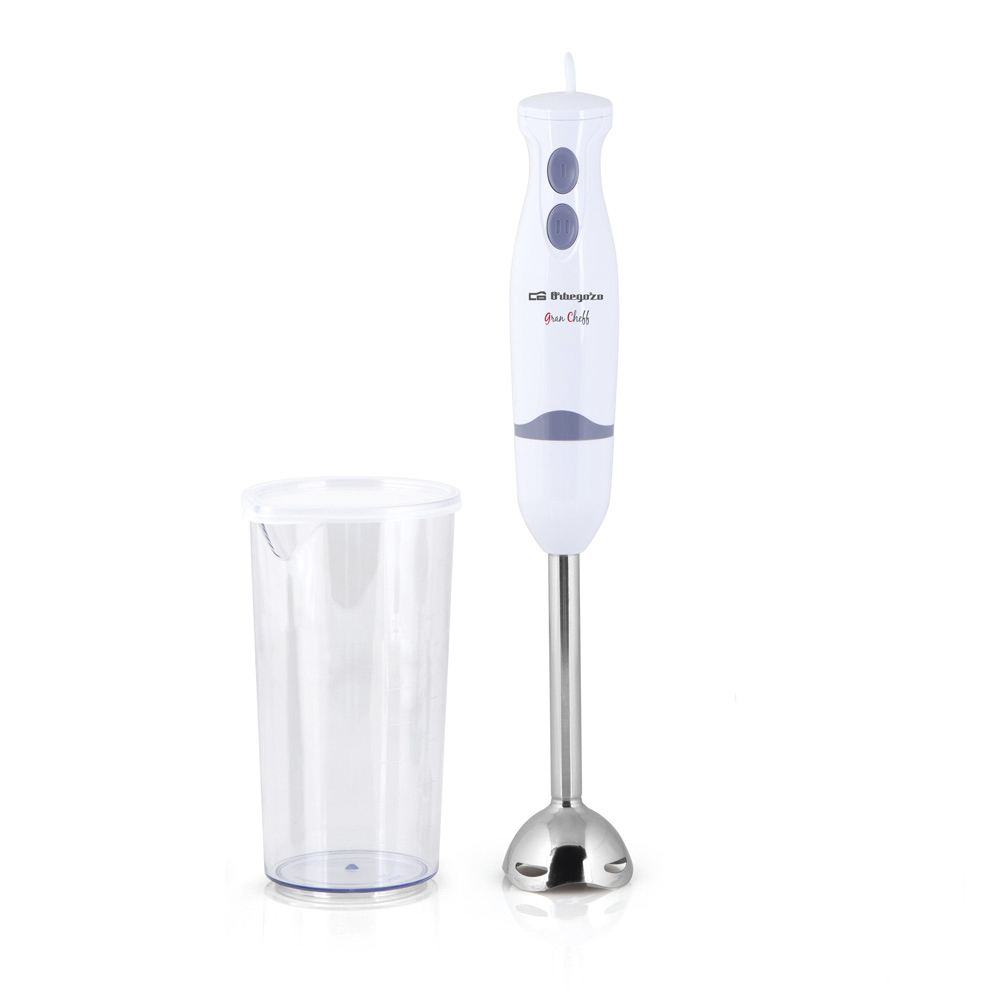 Mixeur plongeant pratique Orbegozo BT 1220 - Moteur puissant 400 W - Poignée ergonomique - 2 vitesses - Lame en acier inoxydable - Nettoyage facile - Anneau de suspension