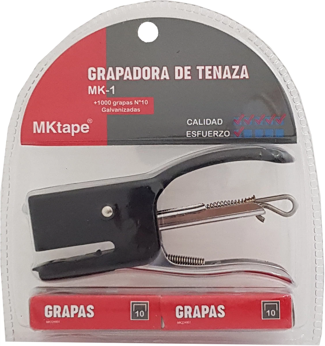 MKtape MK1 Mini Pince Agrafeuse Pack + 1000 Agrafes N°10 - Jusqu'à 12 Feuilles - Couleur Noire