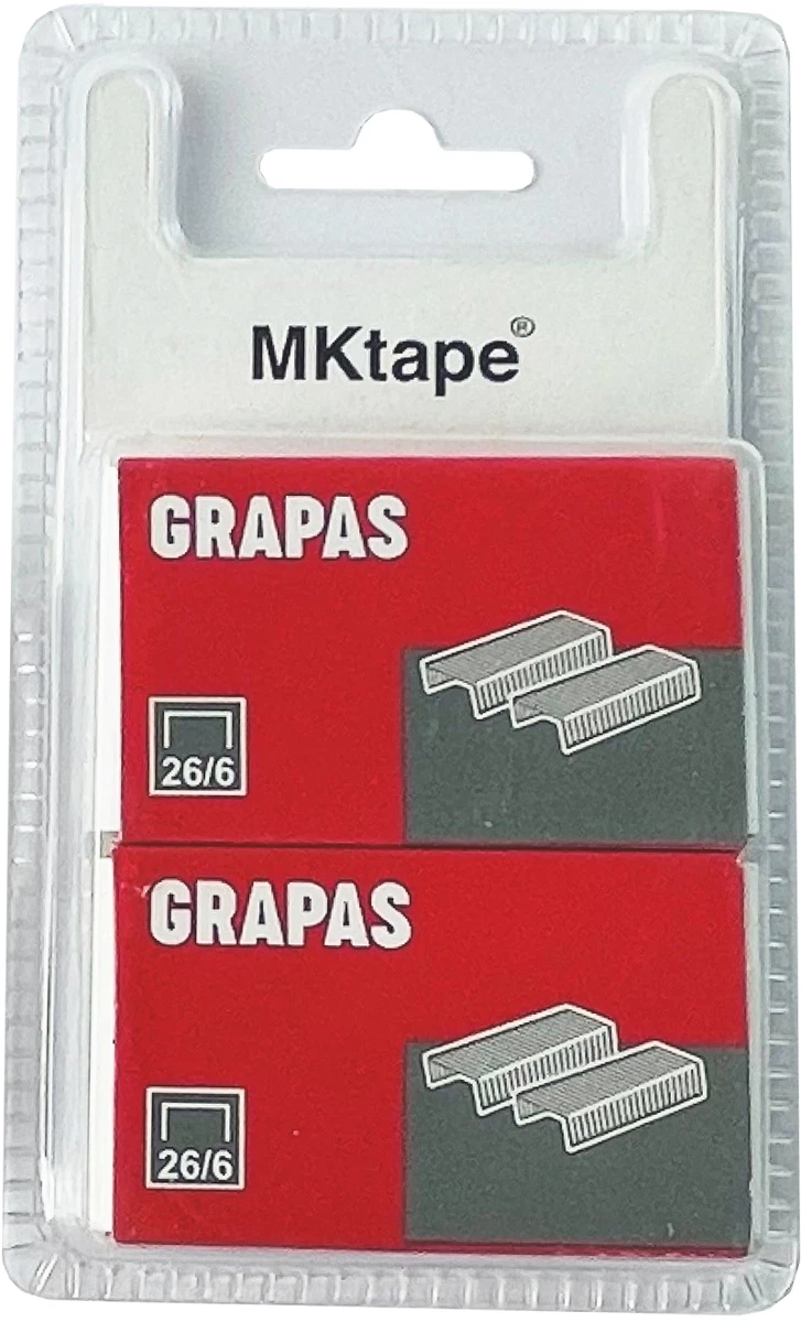 MKtape Pack de 2 Boîtes de 500 Agrafes Nº 26/6 Galvanisées
