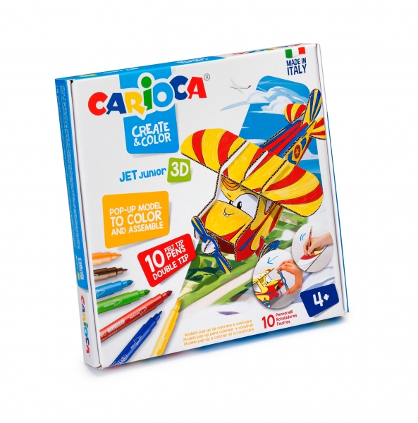 Modèles Pop-Up Carioca à colorier et à construire - Aventure avec de nouveaux compagnons de voyage - 10 marqueurs double pointe super lavables - Différentes couleurs
