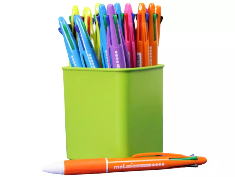 Molin Pack de 25 Stylos Rétractables de 4 Couleurs - Pointe Bille Moyenne - Encre à Base d'Huile - Corps de Couleurs Assorties