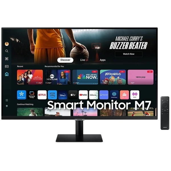 Moniteur intelligent Samsung M7 M70D LED 43" UltraHD 4K HDR, Wi-Fi, Bluetooth - Temps de réponse : 4 ms - Télécommande - Haut-parleurs intégrés - 16:9 - USB, HDMI - VESA 100 x 100 mm