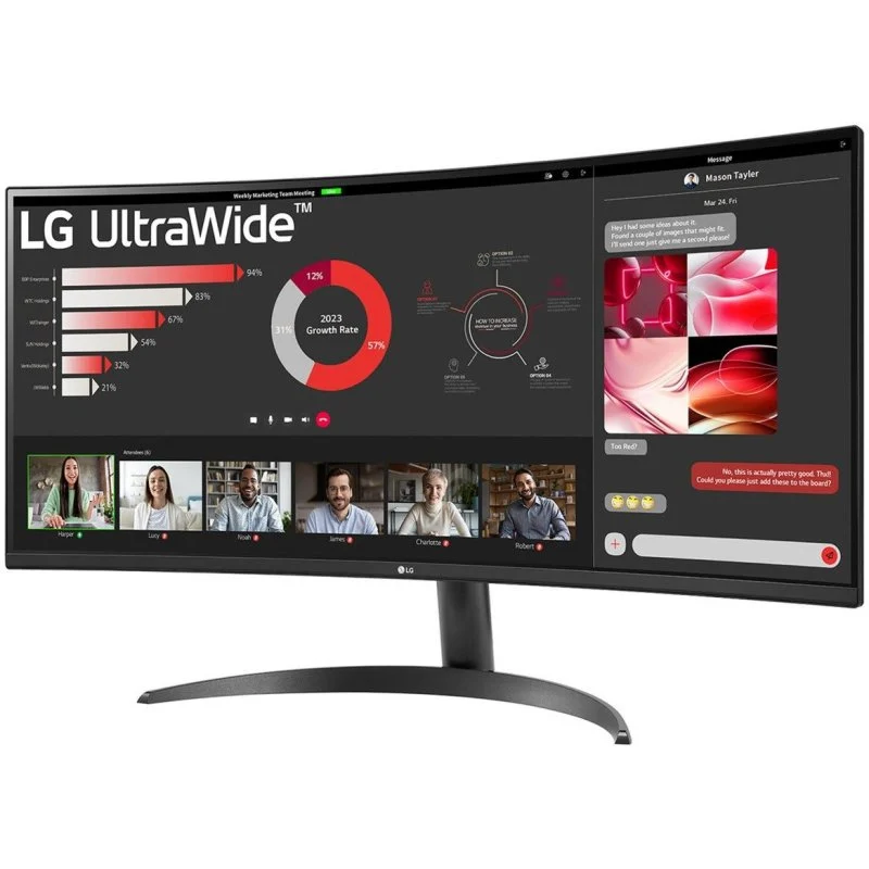 Moniteur LG Ultrawide 34" LED incurvé VA WQHD 100 Hz HDR10 FreeSync - Réponse 5 ms - Angle de vision 178º - 21:9 - HDMI, DisplayPort - VESA 100x100 mm