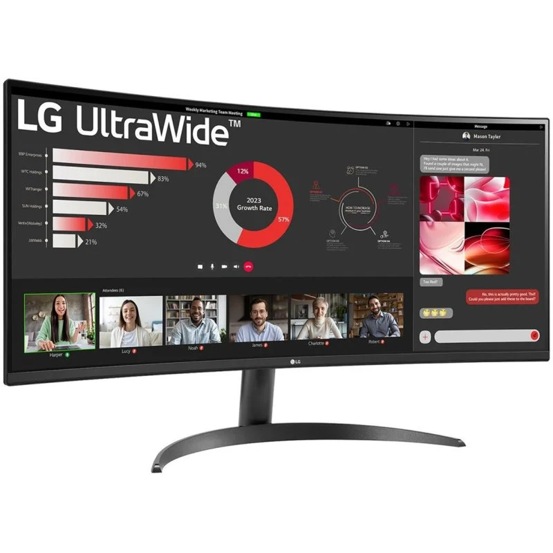Moniteur LG Ultrawide 34" LED incurvé VA WQHD 100 Hz HDR10 FreeSync - Réponse 5 ms - Angle de vision 178º - 21:9 - HDMI, DisplayPort - VESA 100x100 mm