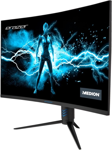 Moniteur Medion Erazer Spectator X20 32" LED incurvé VA FullHD 165 Hz - Temps de réponse de 1 ms - Réglable en hauteur, pivotant et inclinable - 2 haut-parleurs intégrés - Angle de vision de 178° - HDMI, DisplayPort - VESA 100 x 100 mm