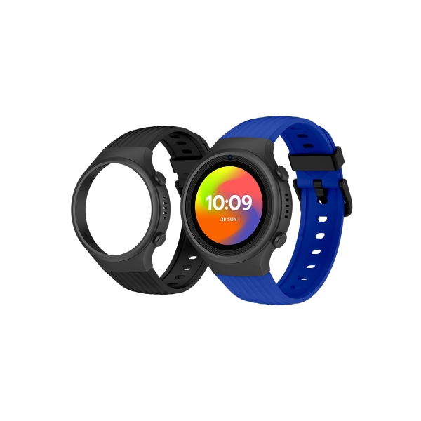 Montre connectée SPC Smartee 4G Junior avec écran rond de 1,2" - 4G - Localisation GPS - Mode école - Zones de sécurité - Étanchéité IP68 - Bleu