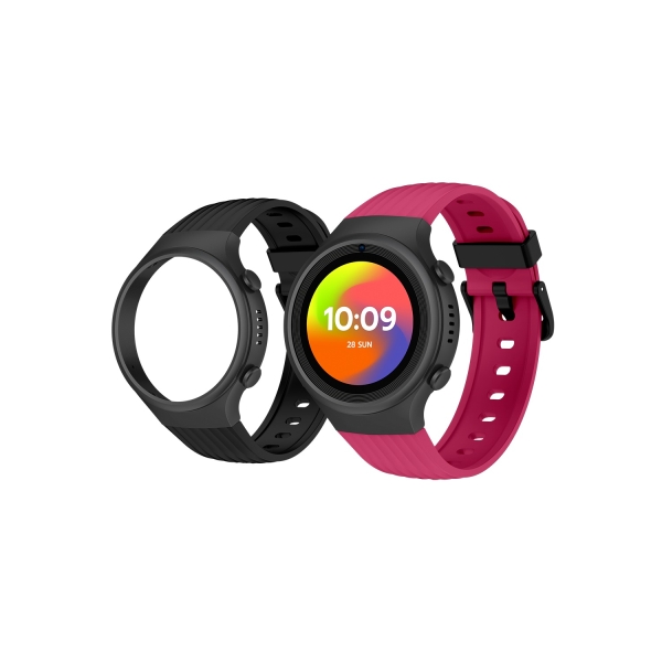 Montre connectée SPC Smartee 4G Junior avec écran rond de 1,2" - 4G - Localisation GPS - Mode école - Zones de sécurité - Étanchéité IP68 - Rose