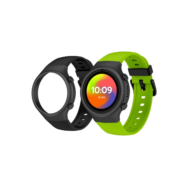 Montre connectée SPC Smartee 4G Junior avec écran rond de 1,2" - 4G - Localisation GPS - Mode école - Zones de sécurité - Étanchéité IP68 - Verte