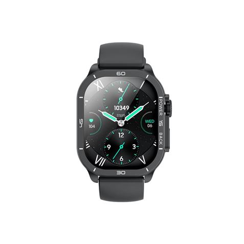 Montre connectée XO J12, écran carré AMOLED 2,06", assistant vocal, contrôle musical, multisports, appels Bluetooth, IP68, noire