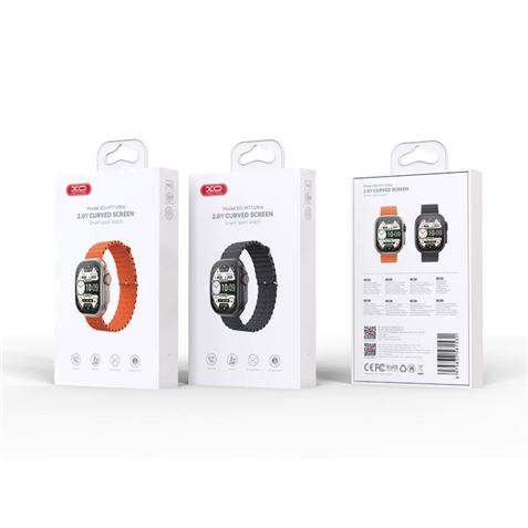 Montre connectée XO M11 Ultra, écran carré incurvé de 2,01 pouces, appels Bluetooth, NFC, multisports, tensiomètre, cardiofréquencemètre et contrôle de l'oxygène, chargeur magnétique, couleur orange