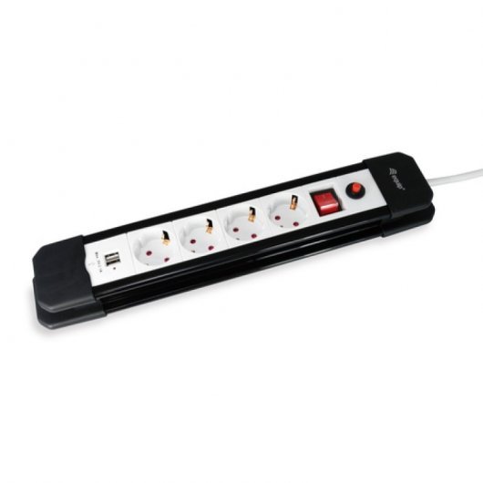 Multiprise Equip - 4 Prises Schuko + 2 USB - Interrupteur Marche/Arrêt - Câble 1,50m