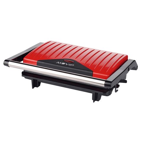 Muvip Acier Inoxydable Plaque Lisse Sandwich Maker 750W - Plaque Supérieure Inclinable - Pression Uniforme - Poignée Cold Touch