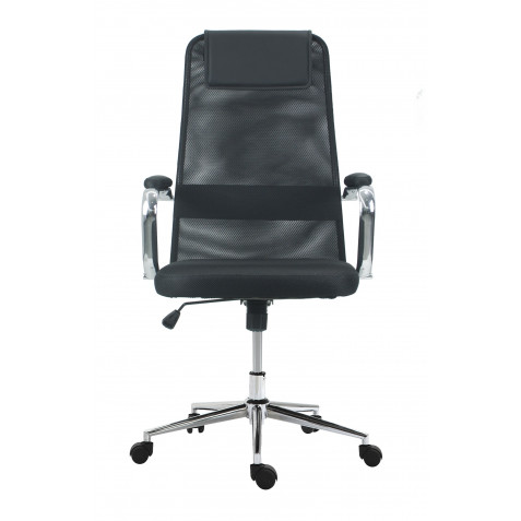 Muvip Chaise réglable avec support lombaire - Base pivotante en acier 320 mm - Poids maximum 100 kg - Siège rembourré - Vérin à gaz - Couleur noire