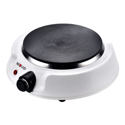 Muvip Cuisinière Électrique 1 Brûleur 1500W Diamètre 1,5cm - 5 Niveaux de Puissance - Coloris Blanc