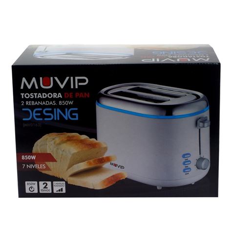 Muvip Design Toaster à Pain 850W - Capacité pour 2 Tranches - 7 Niveaux de Brunissage - Fonction Warm, Defrost et Reheat - Arrêt Automatique et Manuel